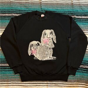 Jerzees Black Sweatshirt with Gray Bunnies